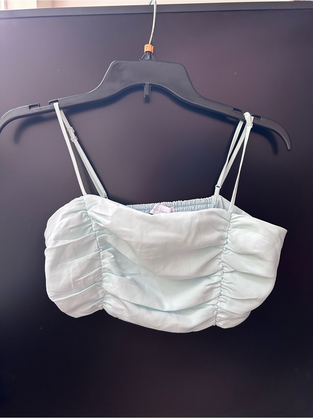 House of Harlow 1960 Pastel Blue Smocked Crop Top